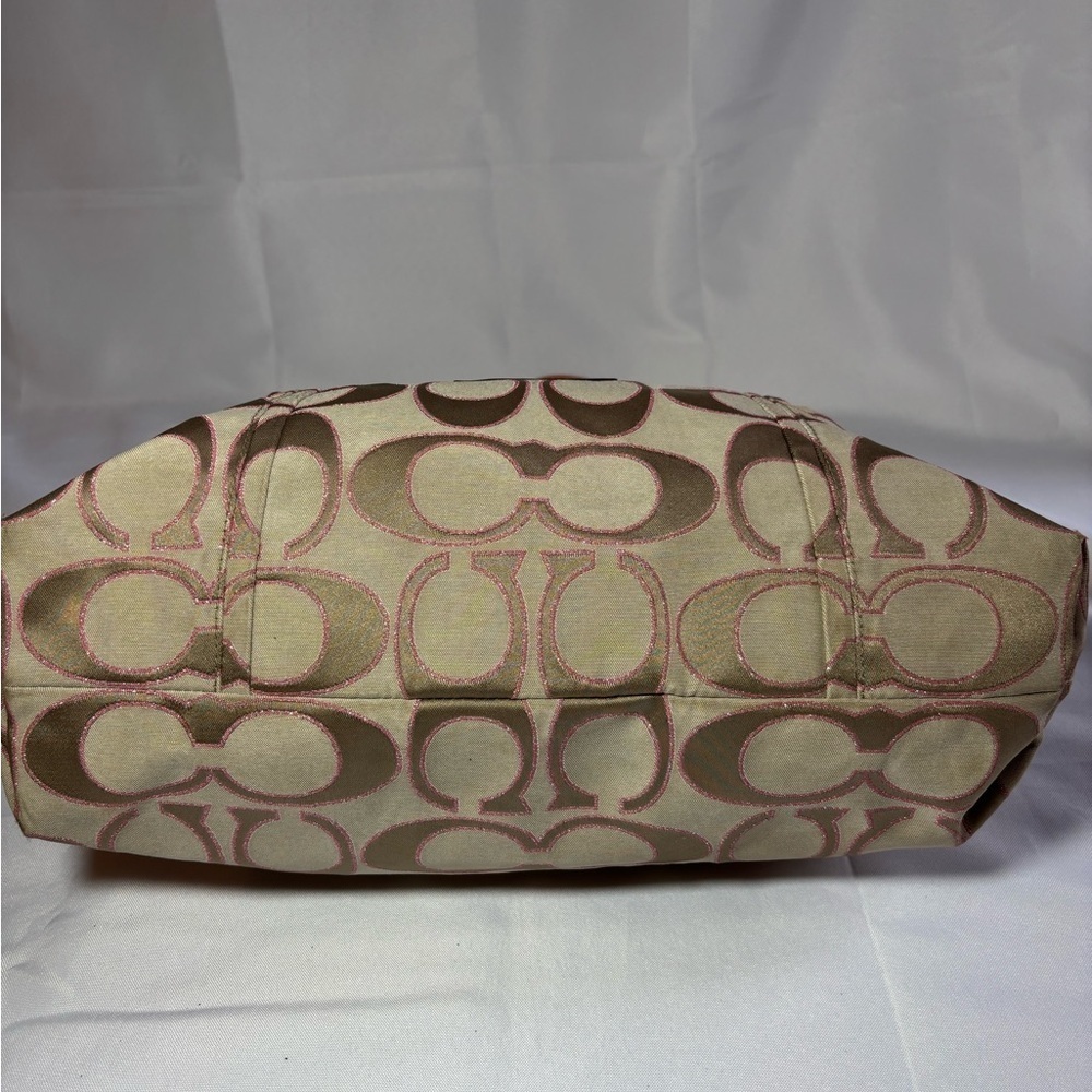 Coach Poppy Cream and Pink Signature Tote Bag with Monogram 16289 - Picture 7 of 16